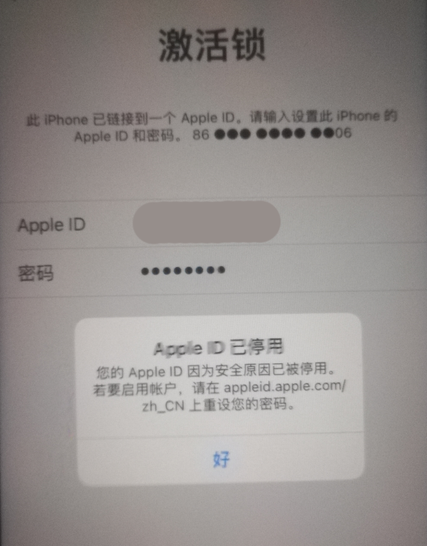 会东苹果手机维修分享iPhone 12 出现提示“Apple ID 已停用”怎么办 